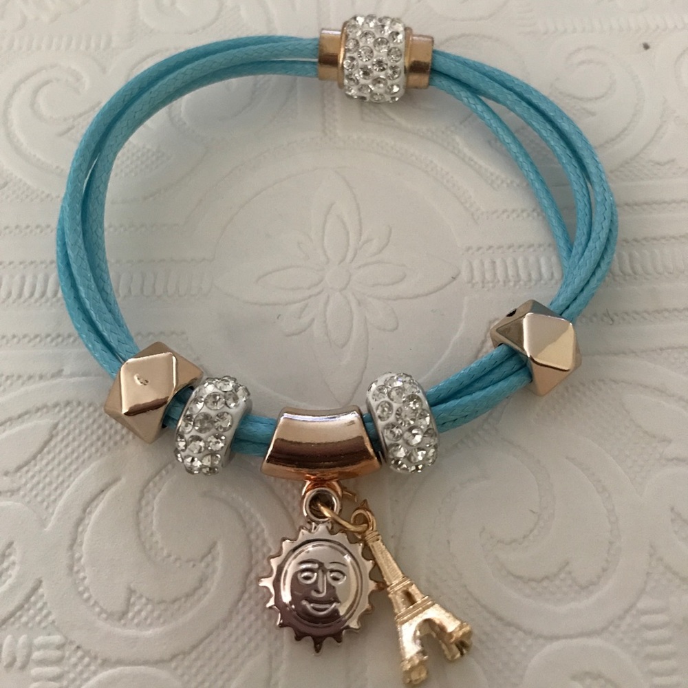 Teal and Gold Charm Magnetic Bracelet