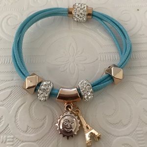 Teal and Gold Charm Magnetic Bracelet