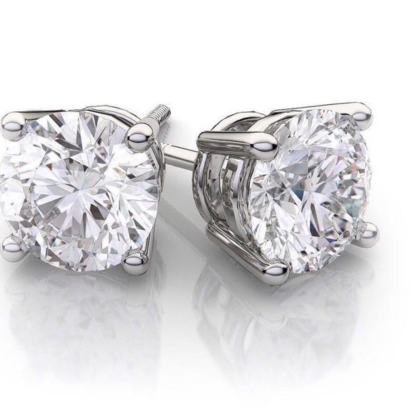 💕💎1 CT Simulated Diamond 14K White Gold Studs - Picture 2 of 4