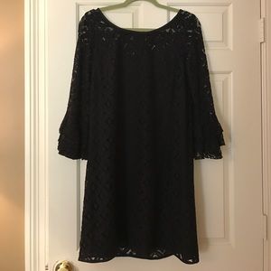 Black lace dress with bell sleeves