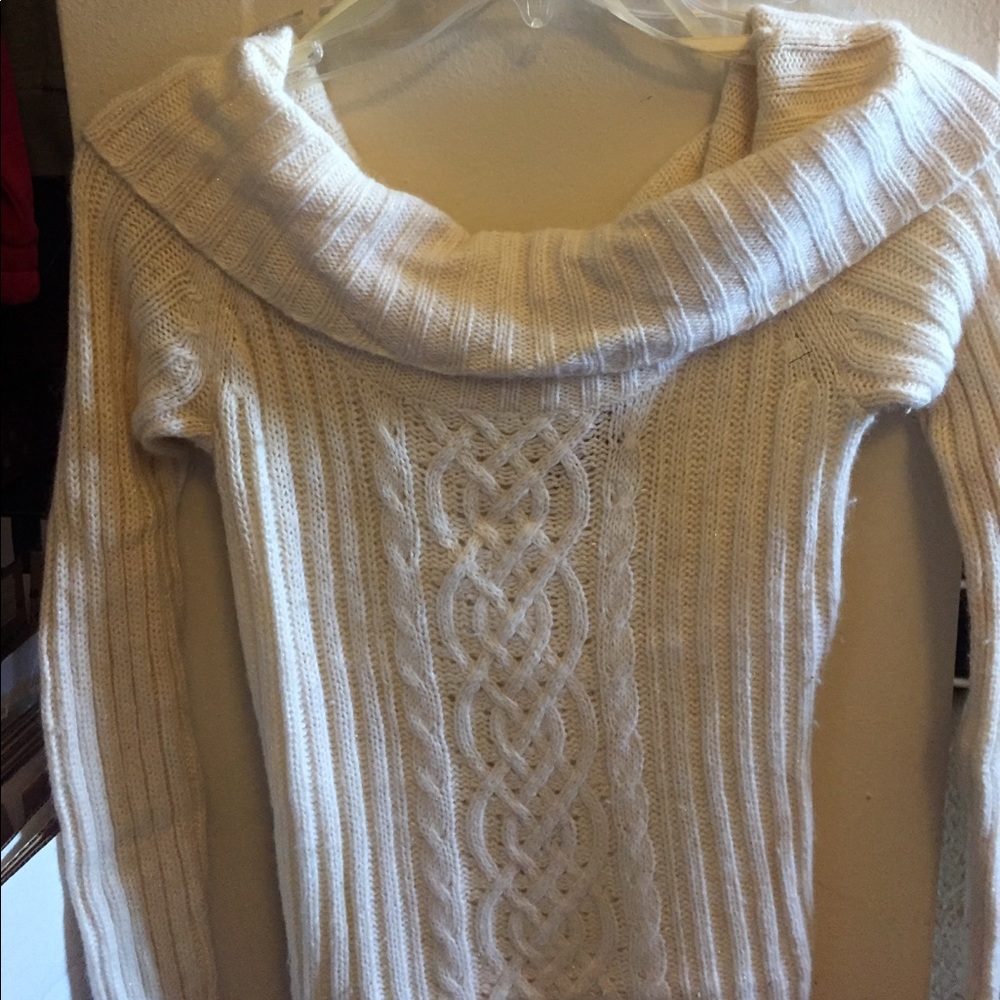 Cream Fold over Sweater