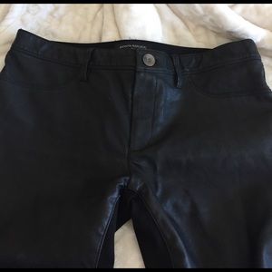 Banana Republic black leather jeans