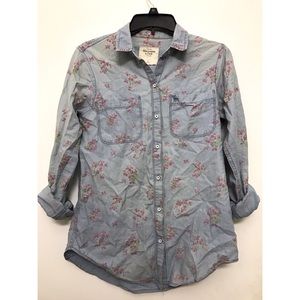 Abercrombie Floral Light-Wash Denim Button-Down