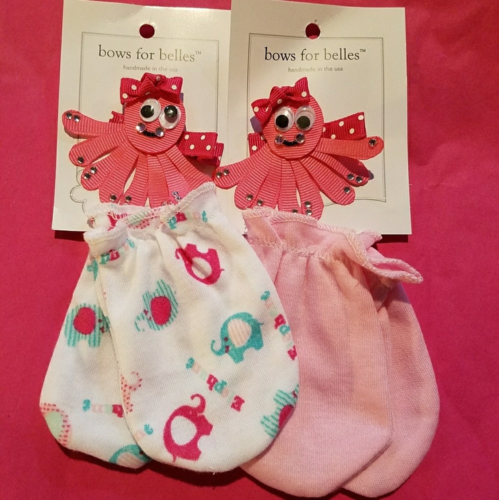 Easter New Baby Bows plus 2 Pack Mittens