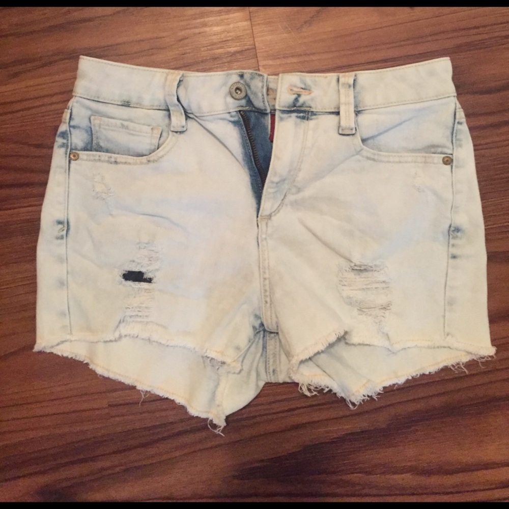 Distressed jean shorts