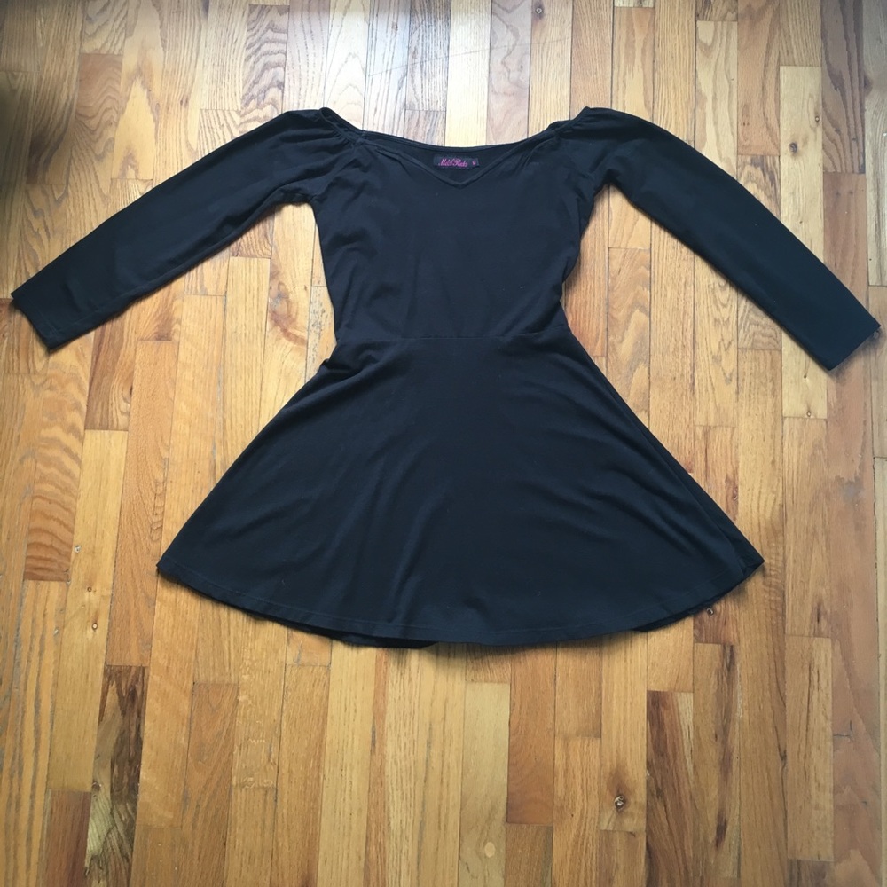 Motel Rocks off-the-shoulder black skater dress