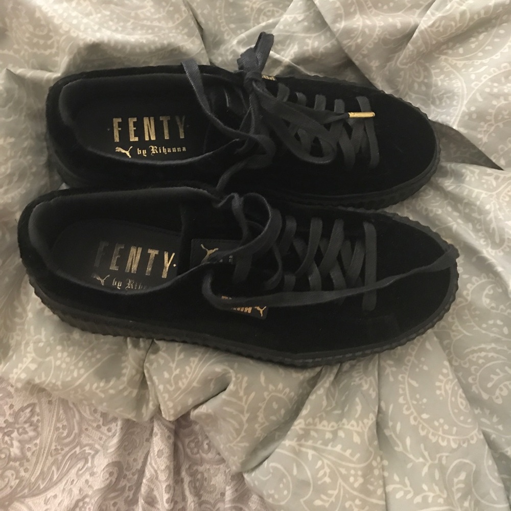 Fenty black velvet sneakers