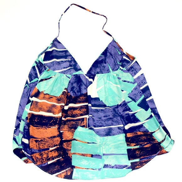 Palm Print Halter Top - Picture 2 of 4