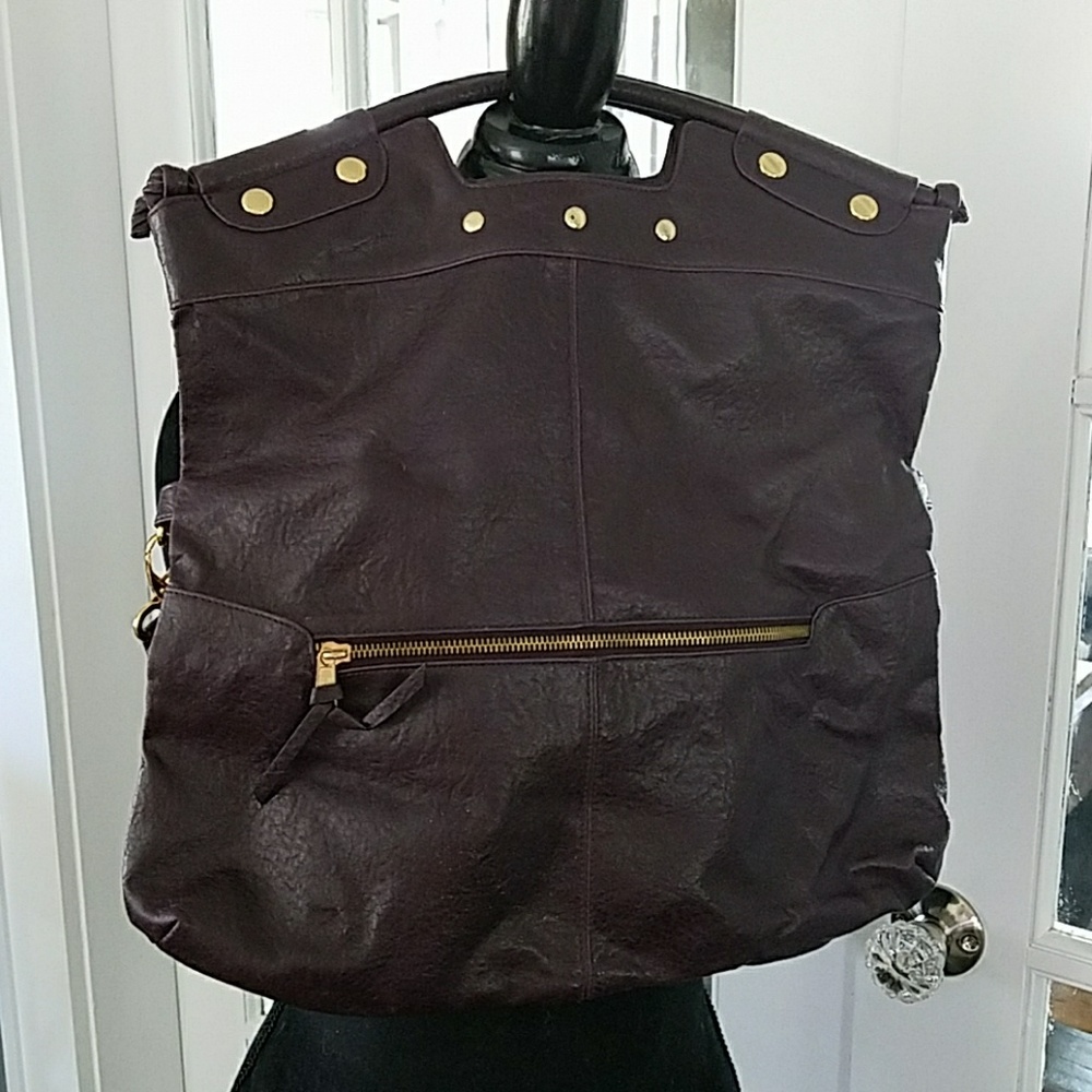 Deep purple cross body foldover bag