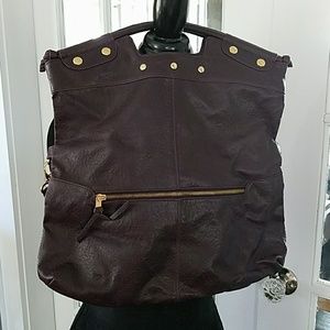 Deep purple cross body foldover bag