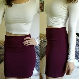 Purple Body Con Mini Skirt