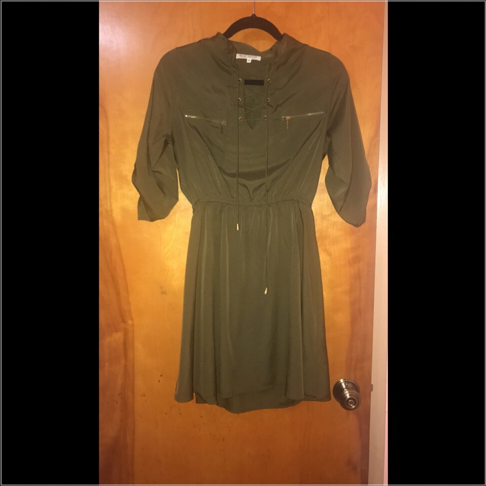 Army green silk dress