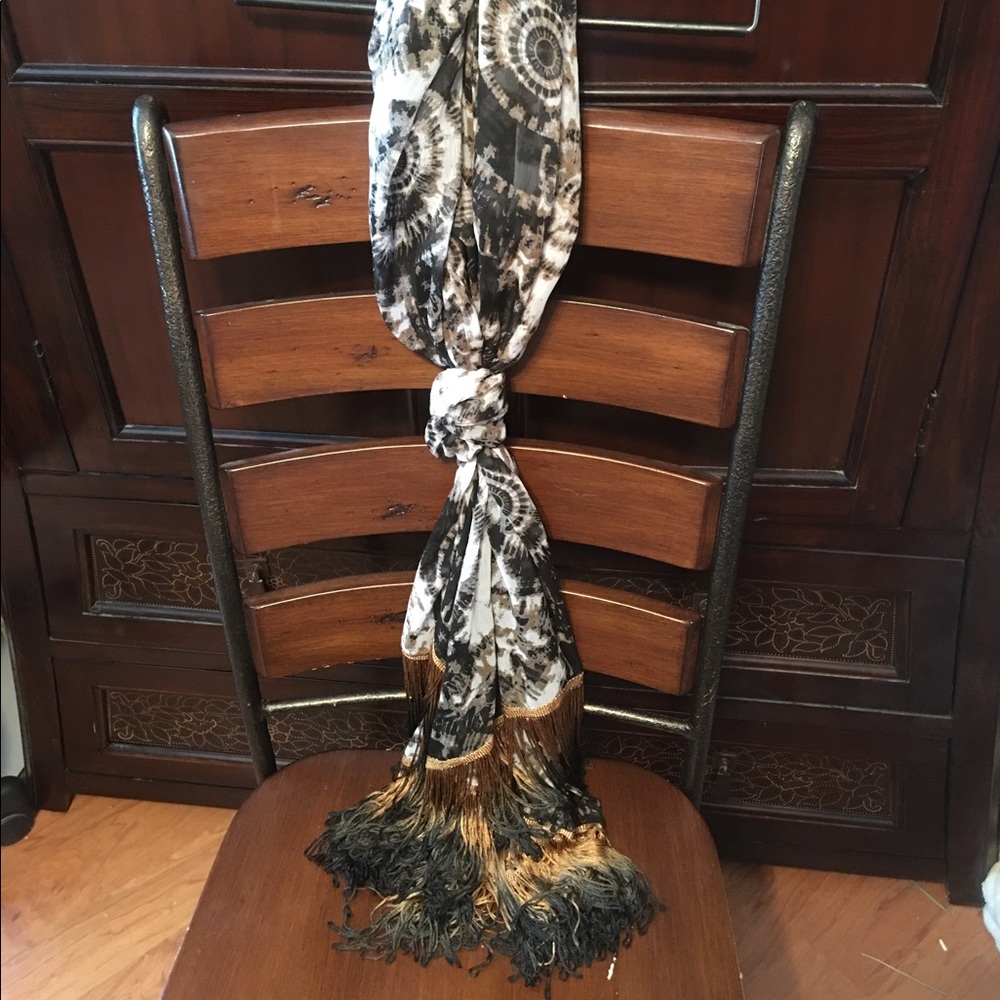 Silk fringe scarf