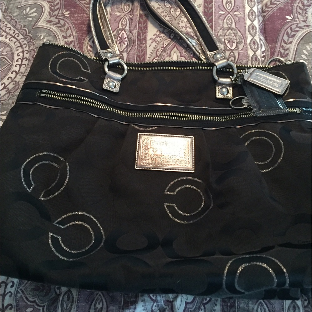 Coach black & silver bag
