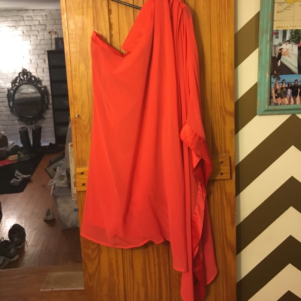 Coral Draped Mini Dress