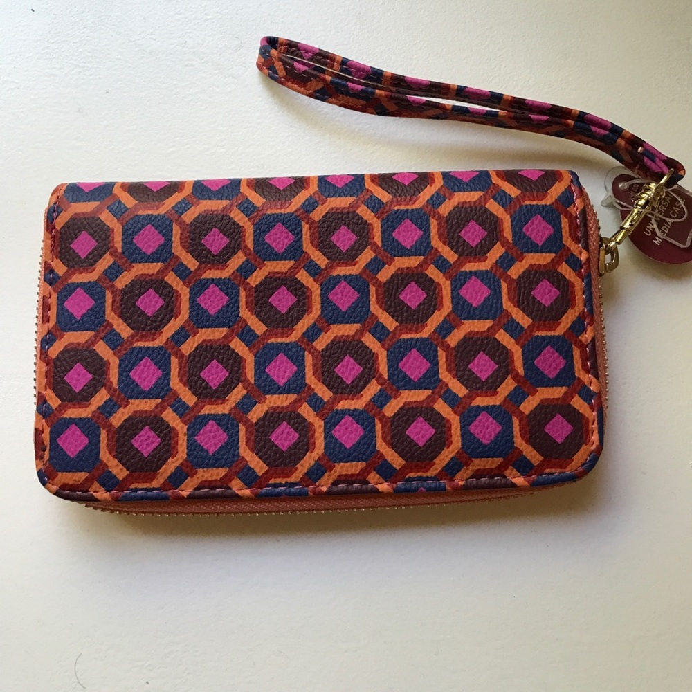 Multi color zip around wallet