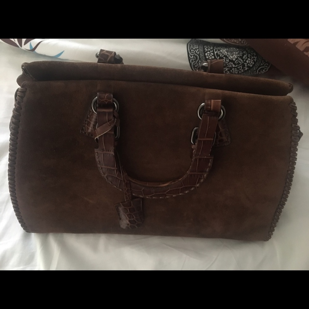 Giorgio Armani brown suede bag