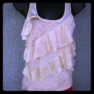 Almost Famous diagonal ruffle top