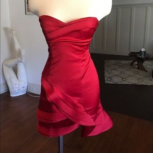 Stunning Red Satin BCBG MaxAzria Party Dress