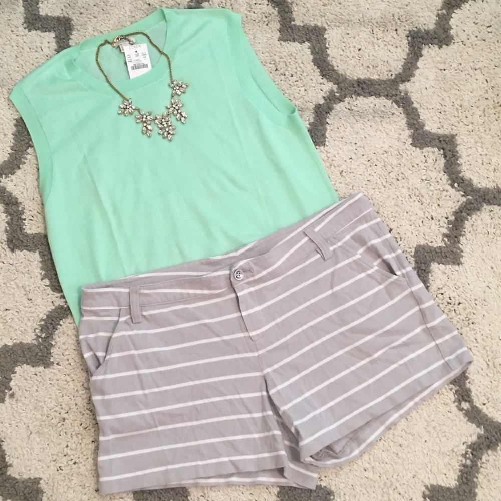 INC Grey & White Striped Shorts
