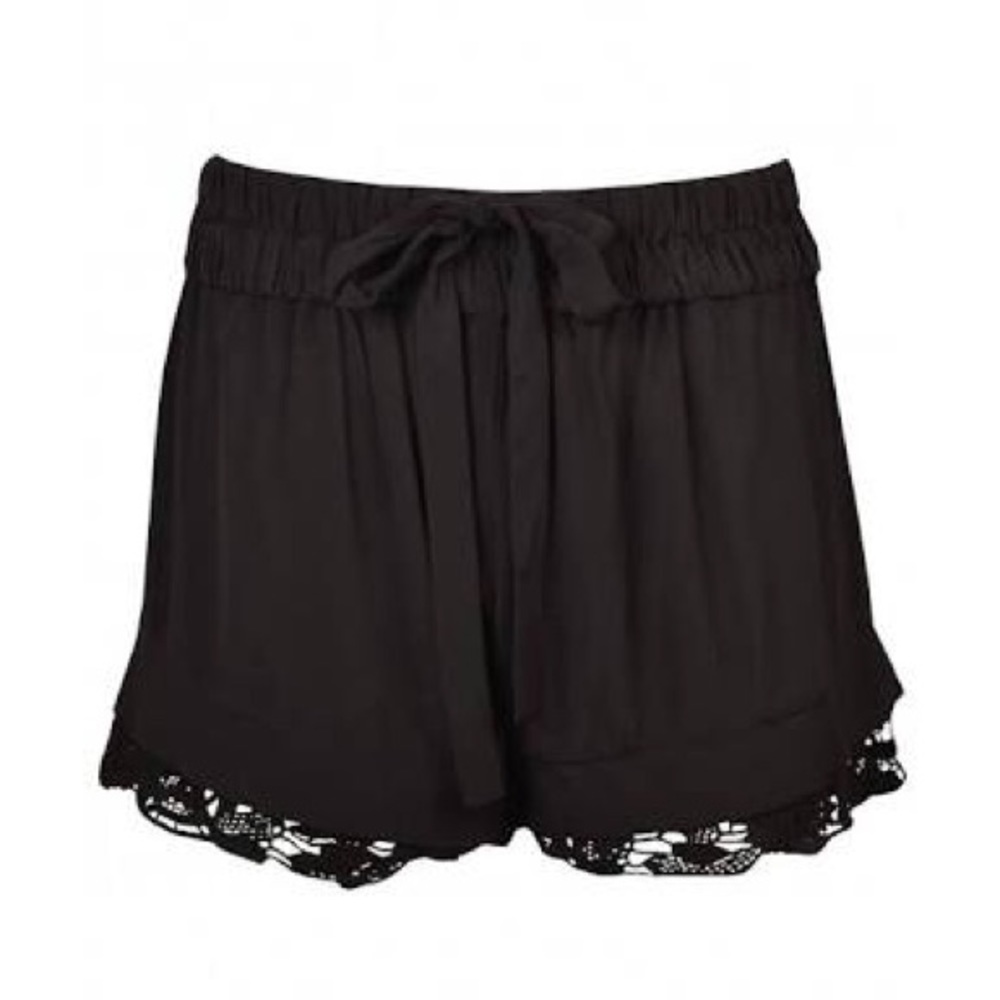 Women's Black 'dainie' Lace Edge Crepe Shorts