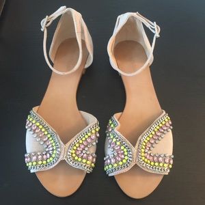 Tan jeweled sandals