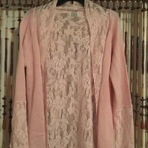 NWOT Pink lace sweater
