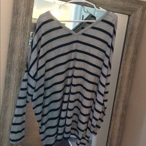 Express gray and black stripped thin sweater