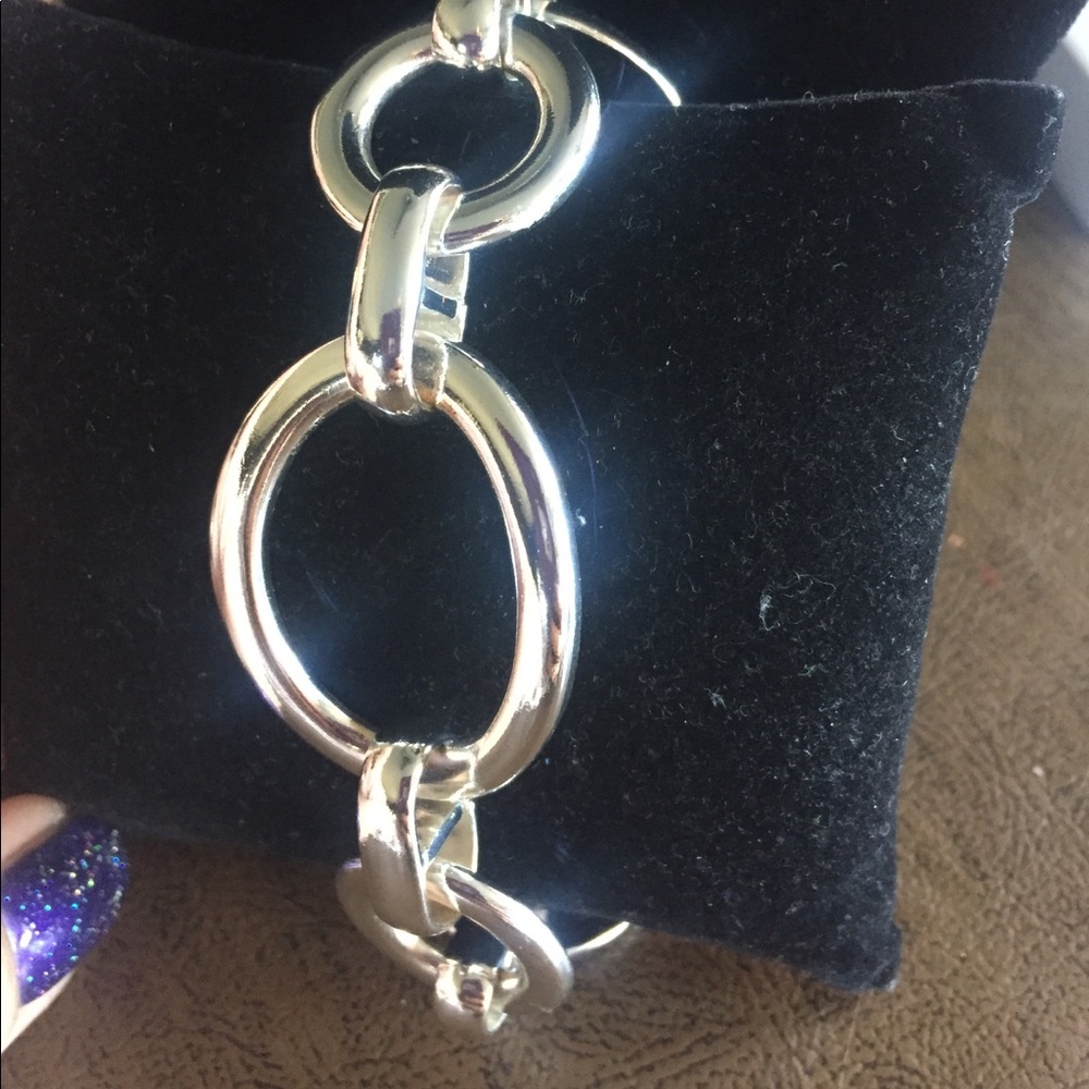 Silver large link bracelet