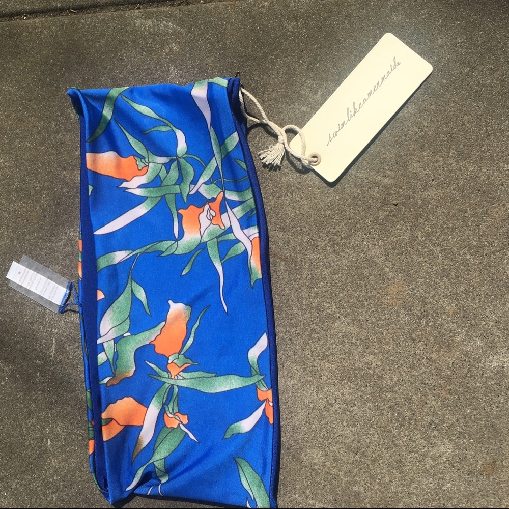 Swim like a mermaid blue floral bandeau top