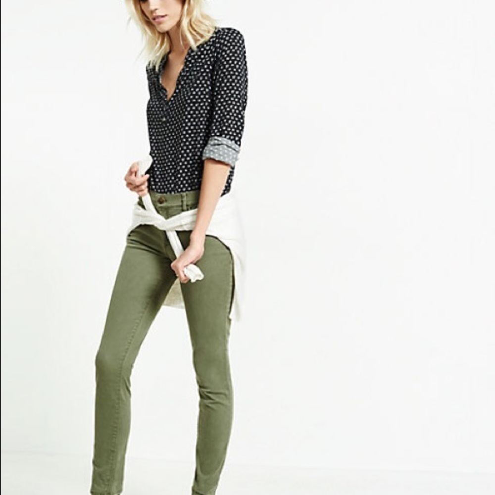 Express Midrise Khaki Ankle Jean