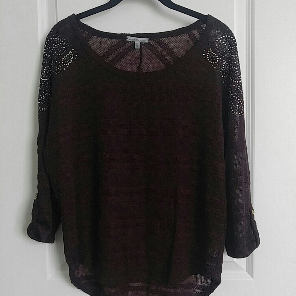 Maroon Sweater with Jeweled Shoulders