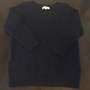 Navy blue cable knit sweater