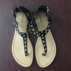 GUESS black studded sandals
