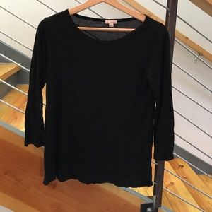 Black 3/4 sleeve semi boat neck shirt