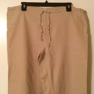 Drawstring linen Capri pants
