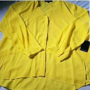 Neon yellow/citrine hi-lo blouse NWT