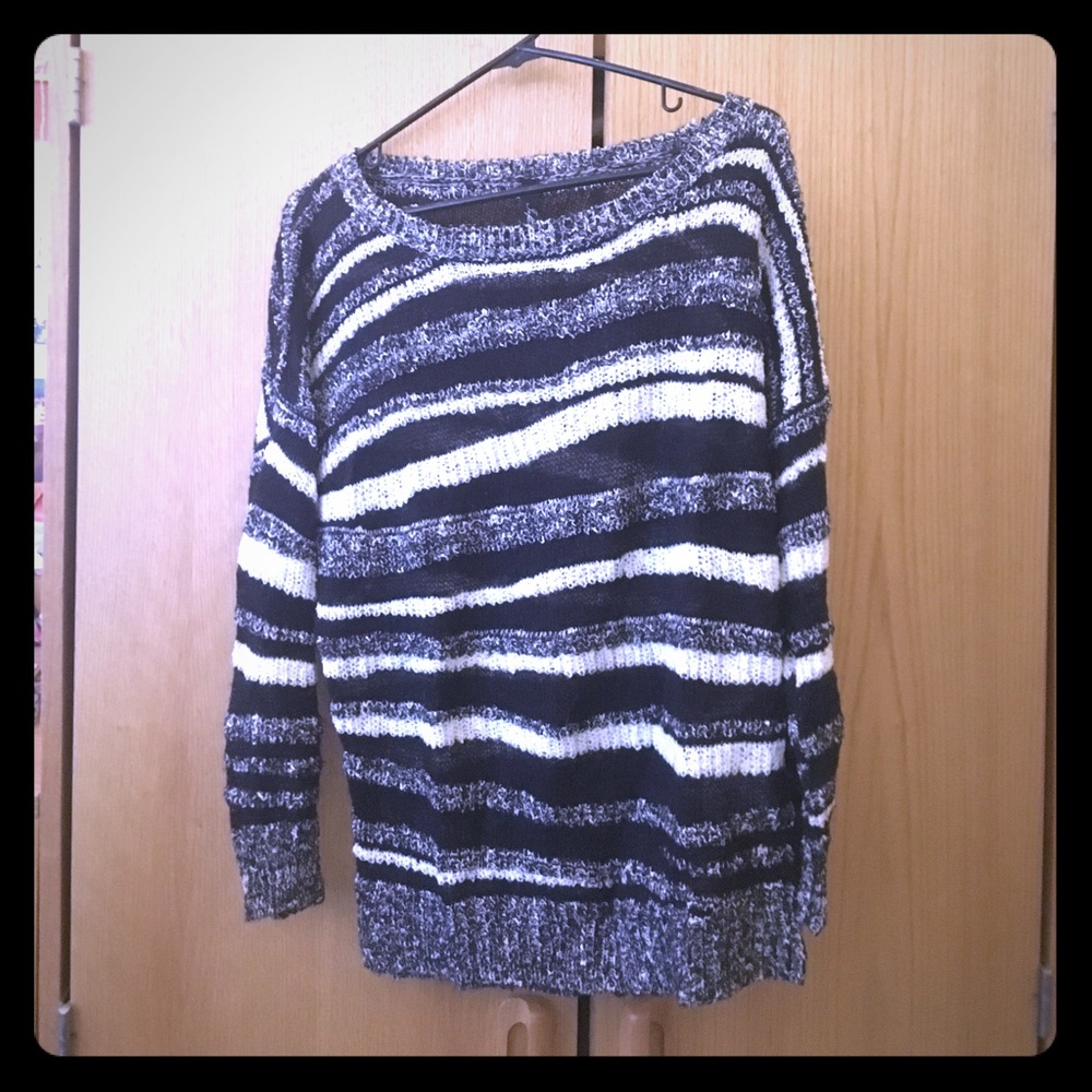Used black and white knit sweater