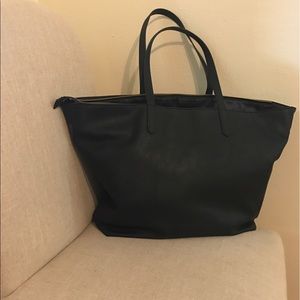 Pottery Barn diaper tote. Black leather