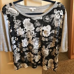 Floral 3/4 length t-shirt