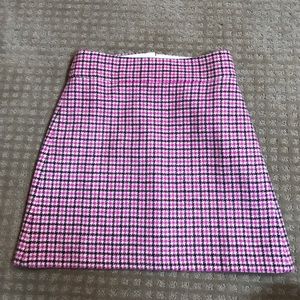 J. Crew Mini Skirt Size 0 Pink Houndstooth Tweed