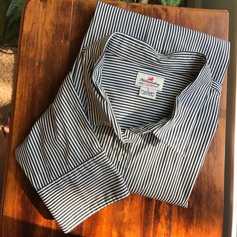 J. Crew Black Stripe Perfect Shirt (L)