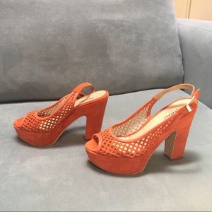 Orange suede, Made in Italy, platform sandals