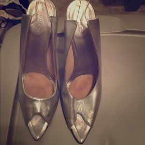Gucci silver heel sz 10