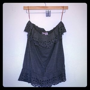 Gray strapless top