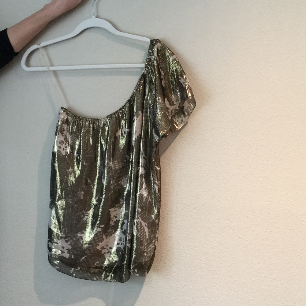 Off the shoulder gold shirt