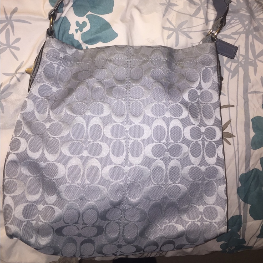 Gray/slate monogram Coach purse