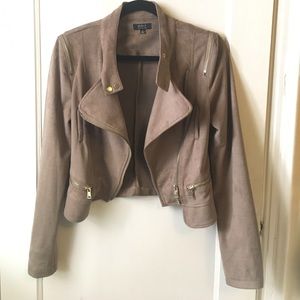 Suede Moto Gold Zip Jacket