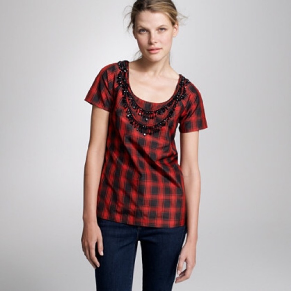 Red plaid Eliza Top