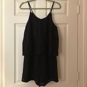 Black crochet romper